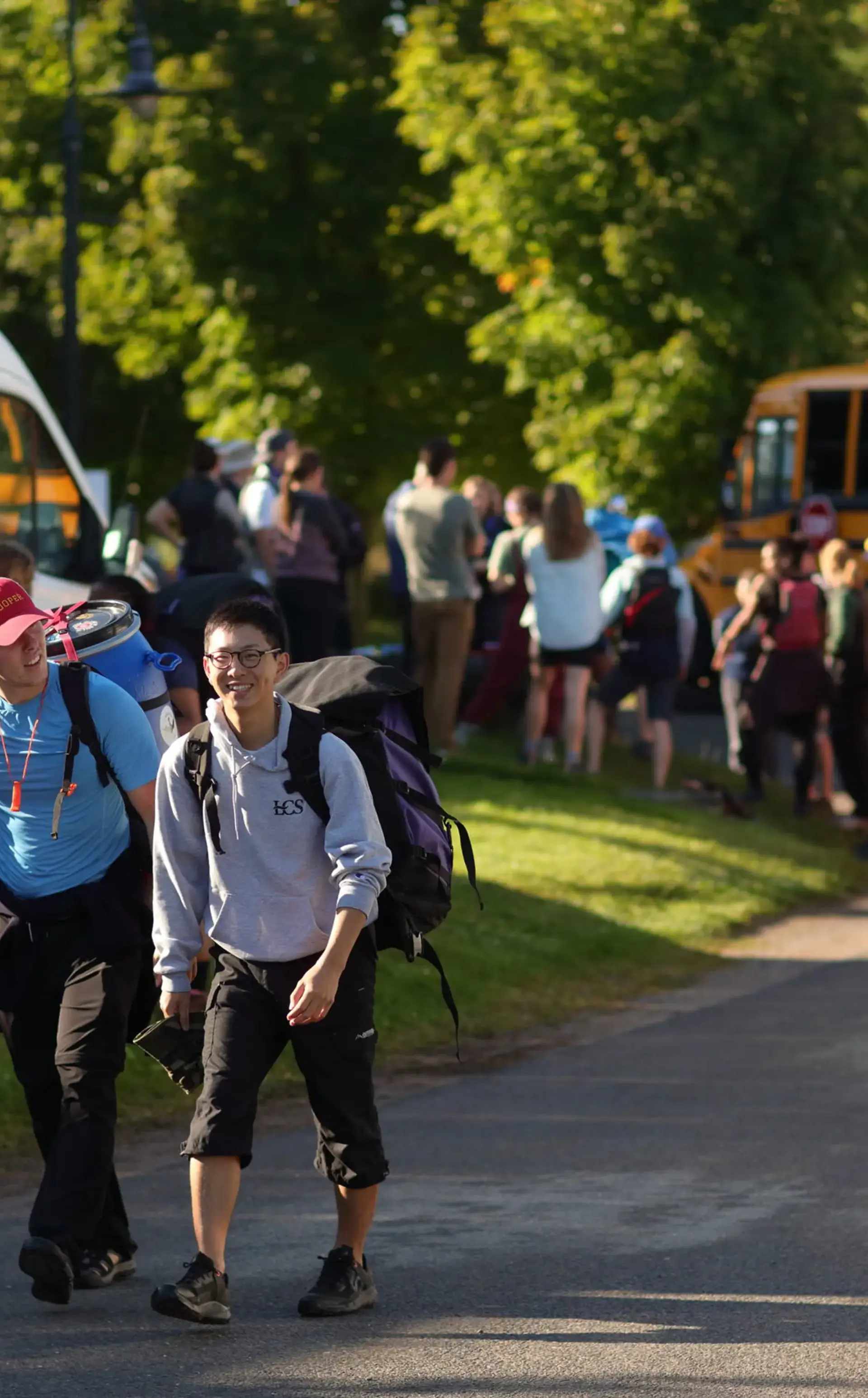 Students alighting from school bus