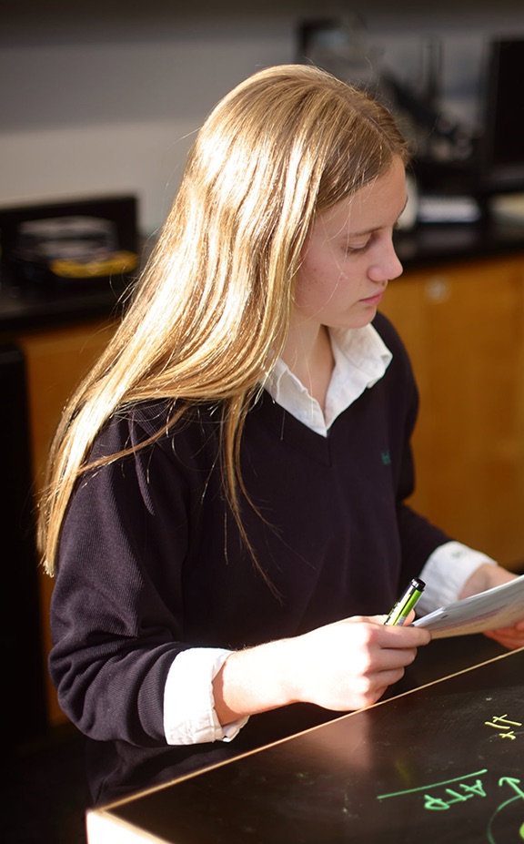 Student working at desk