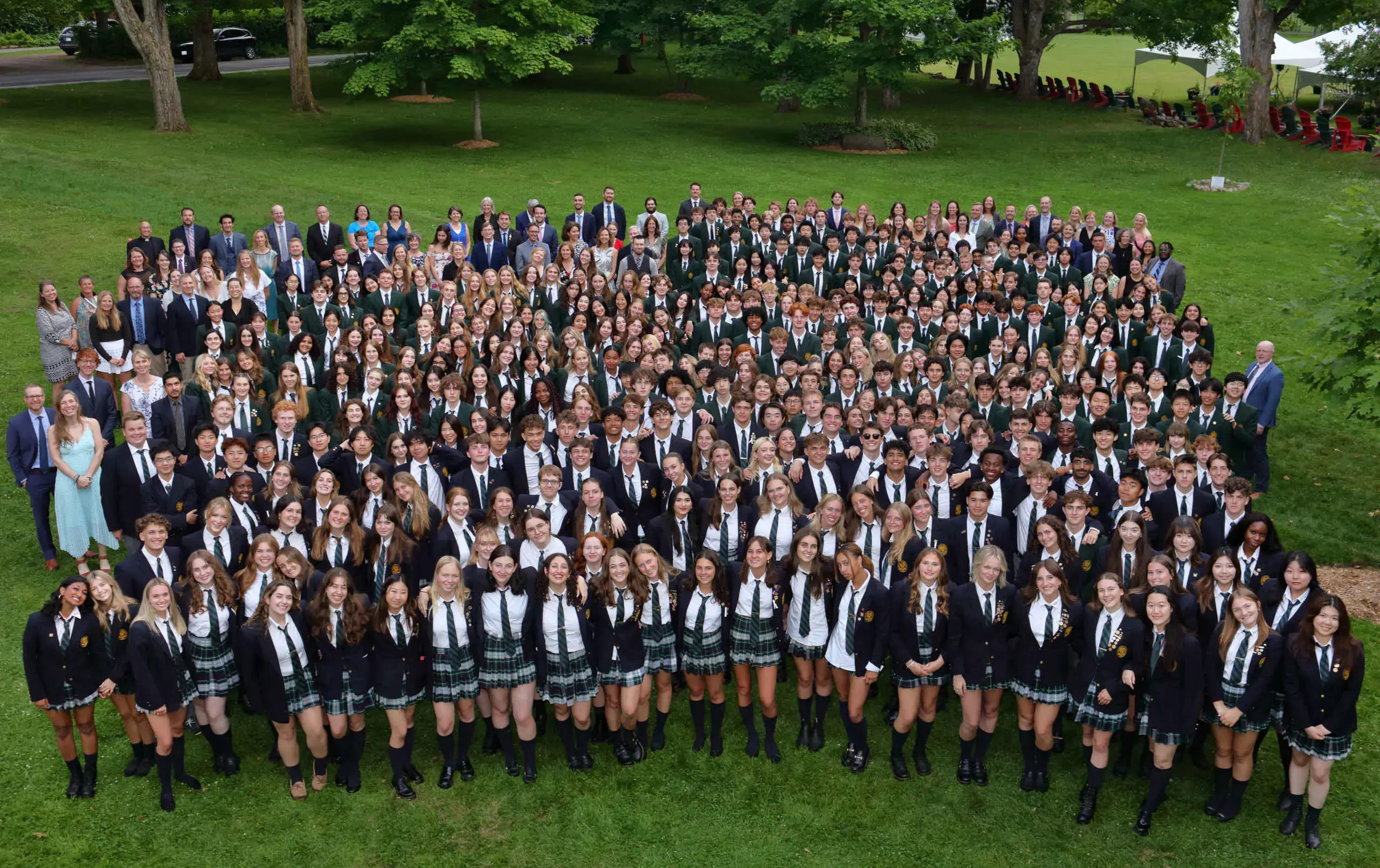 Lakefield College students photographed from above