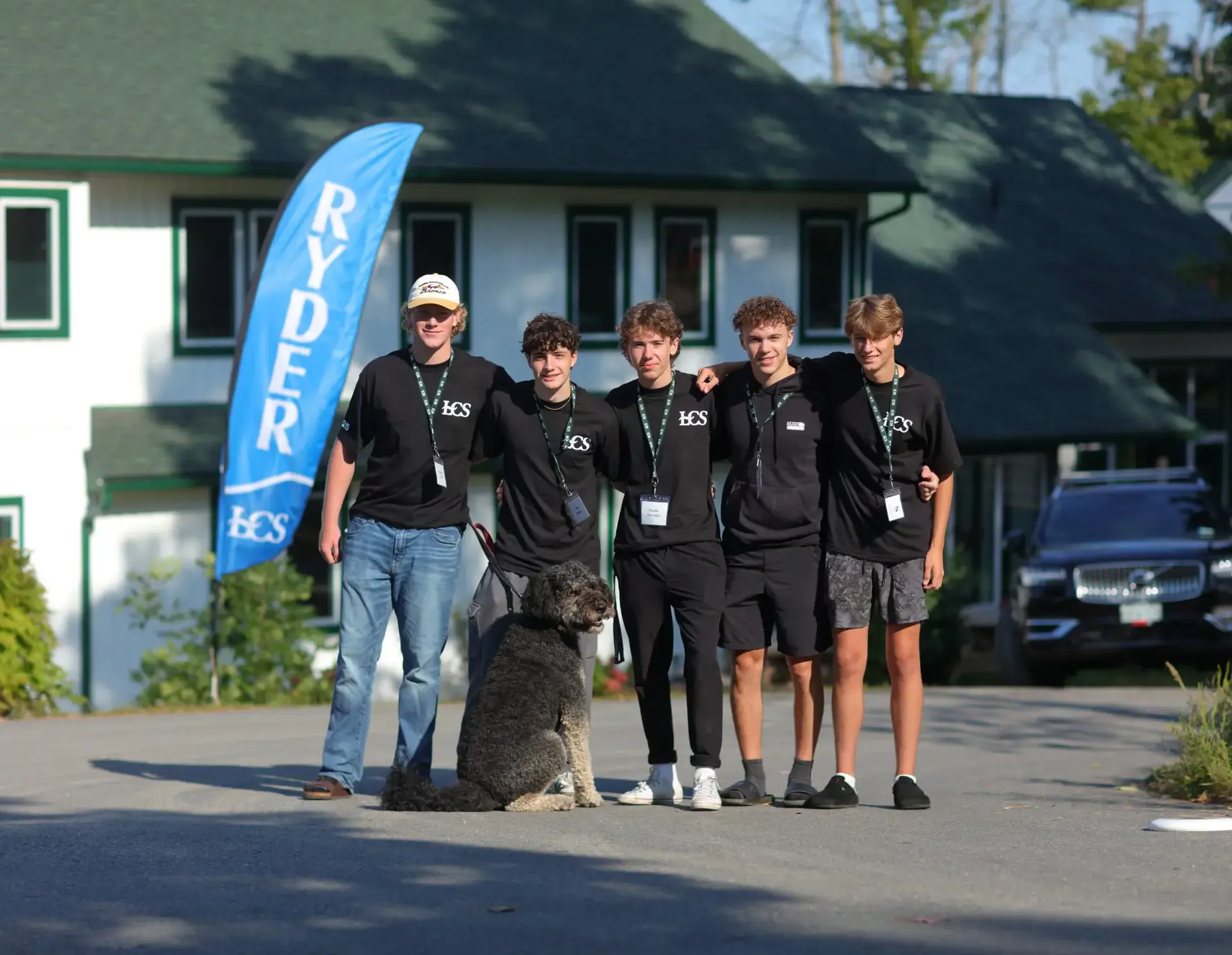 Welcome committee outside Ryder House