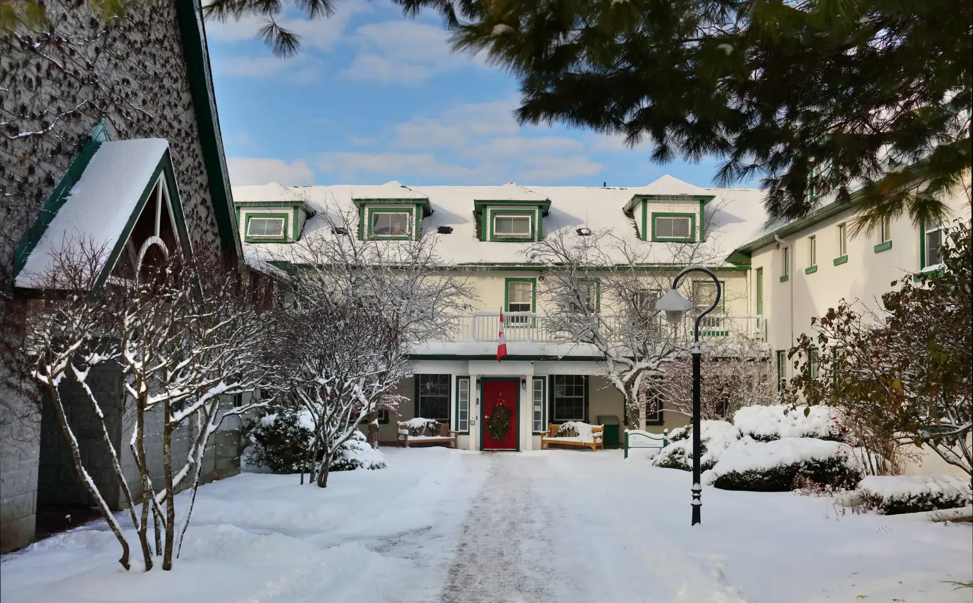 Exterior of Lakefield building on snowy day