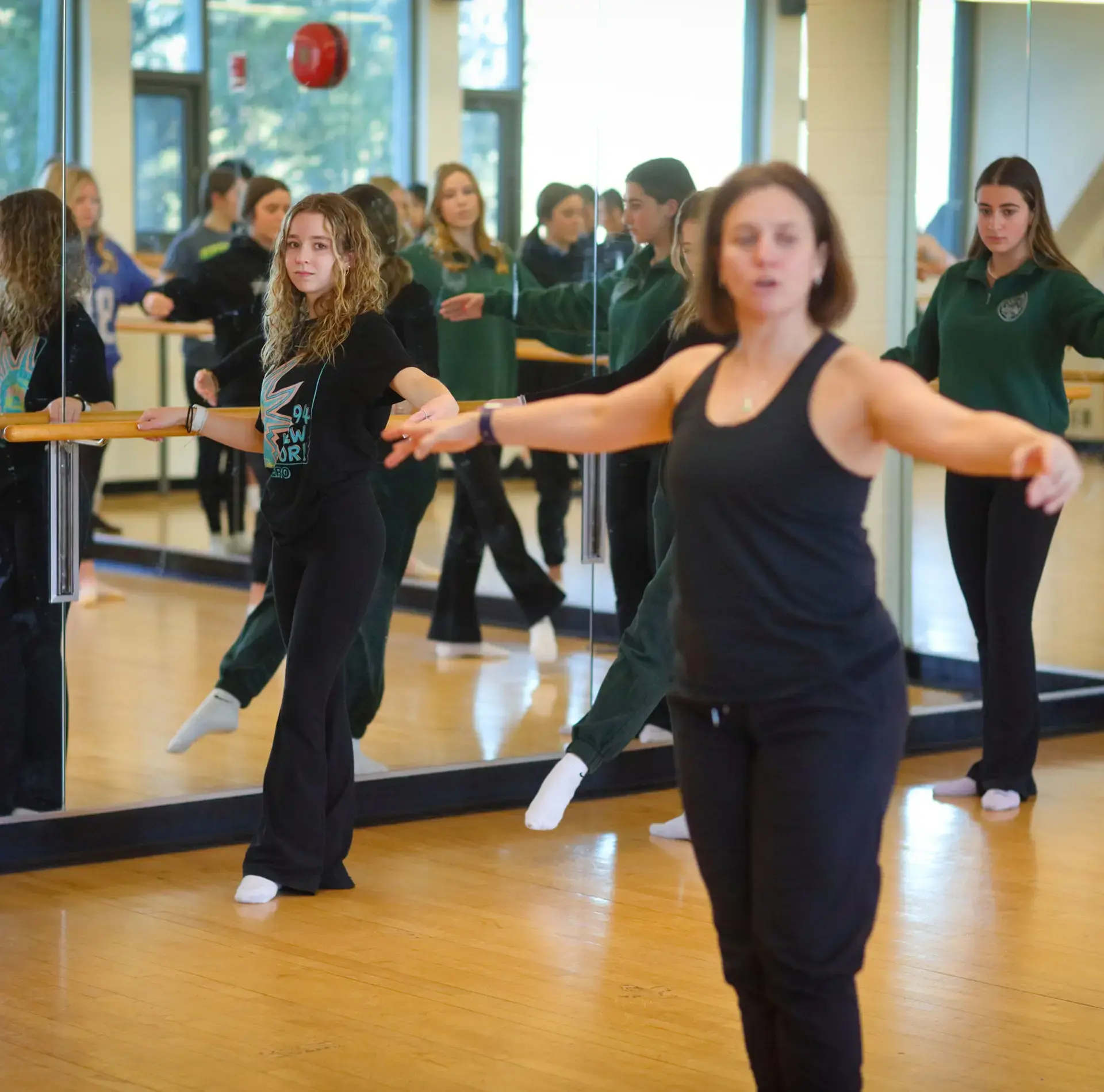 Students dancing in studio