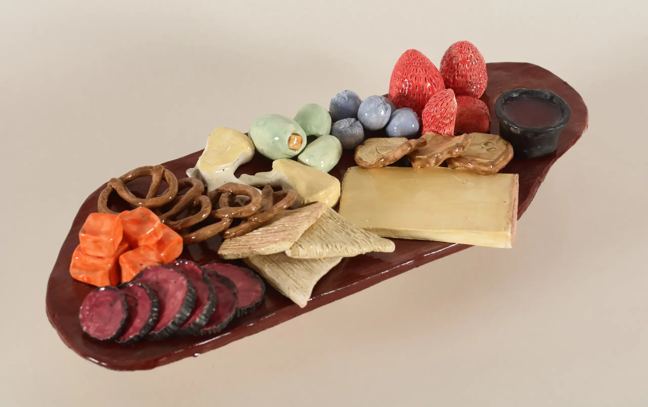 Ceramic sculpture of fruit platter