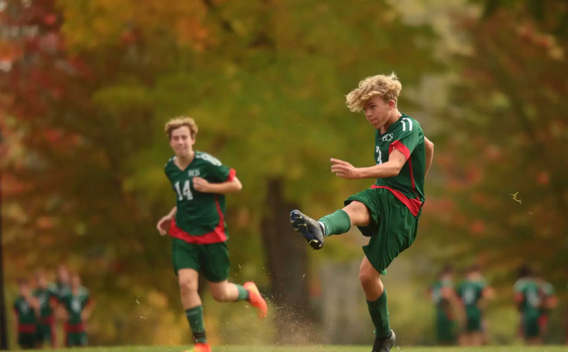 Students playing soccer