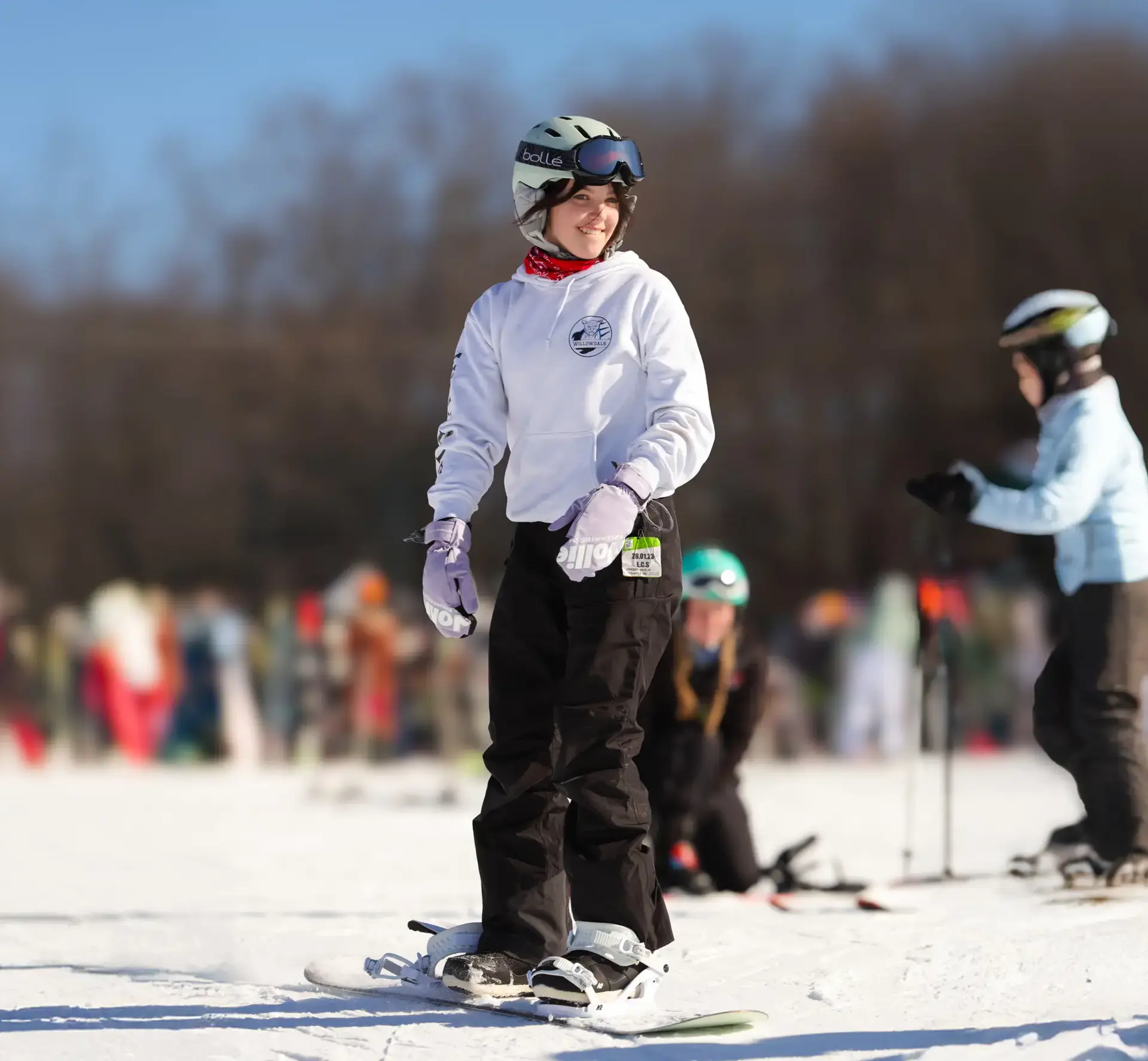 Smiling snowboarder