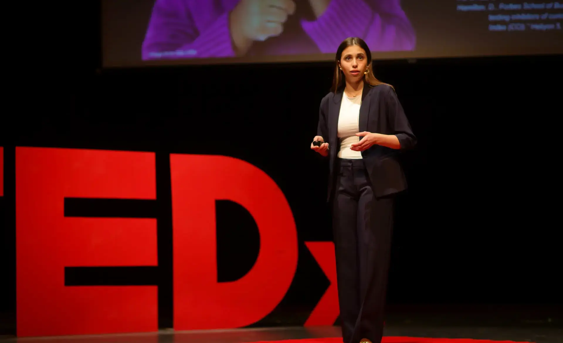 Student giving TEDx talk