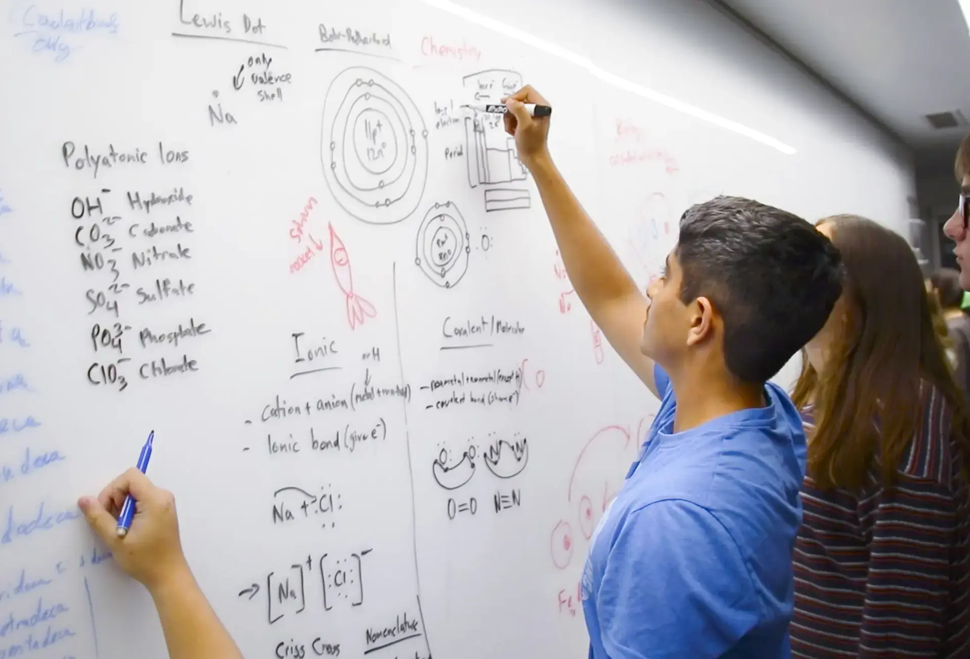 Students writing on whiteboard