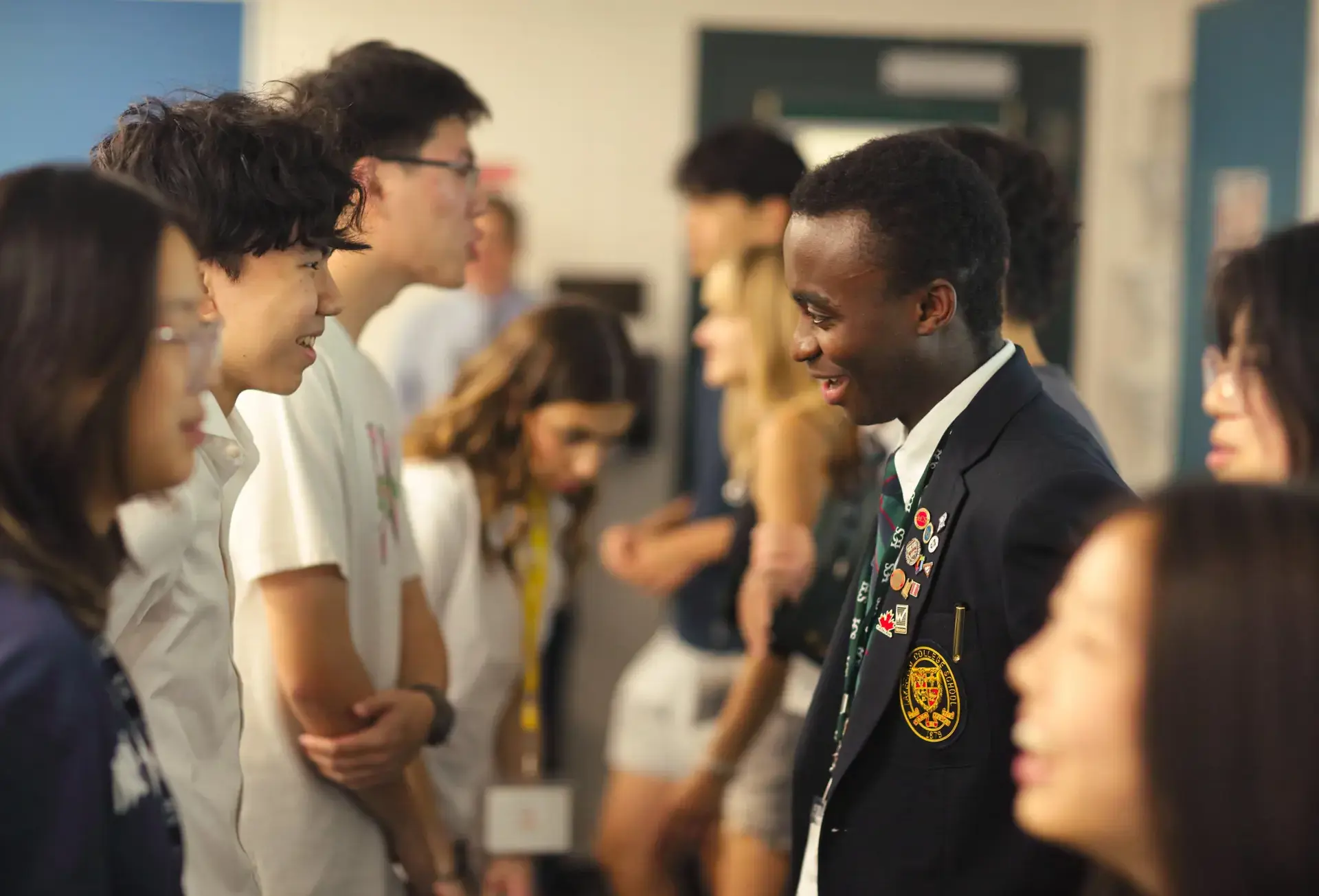 Students having one-on-one chats