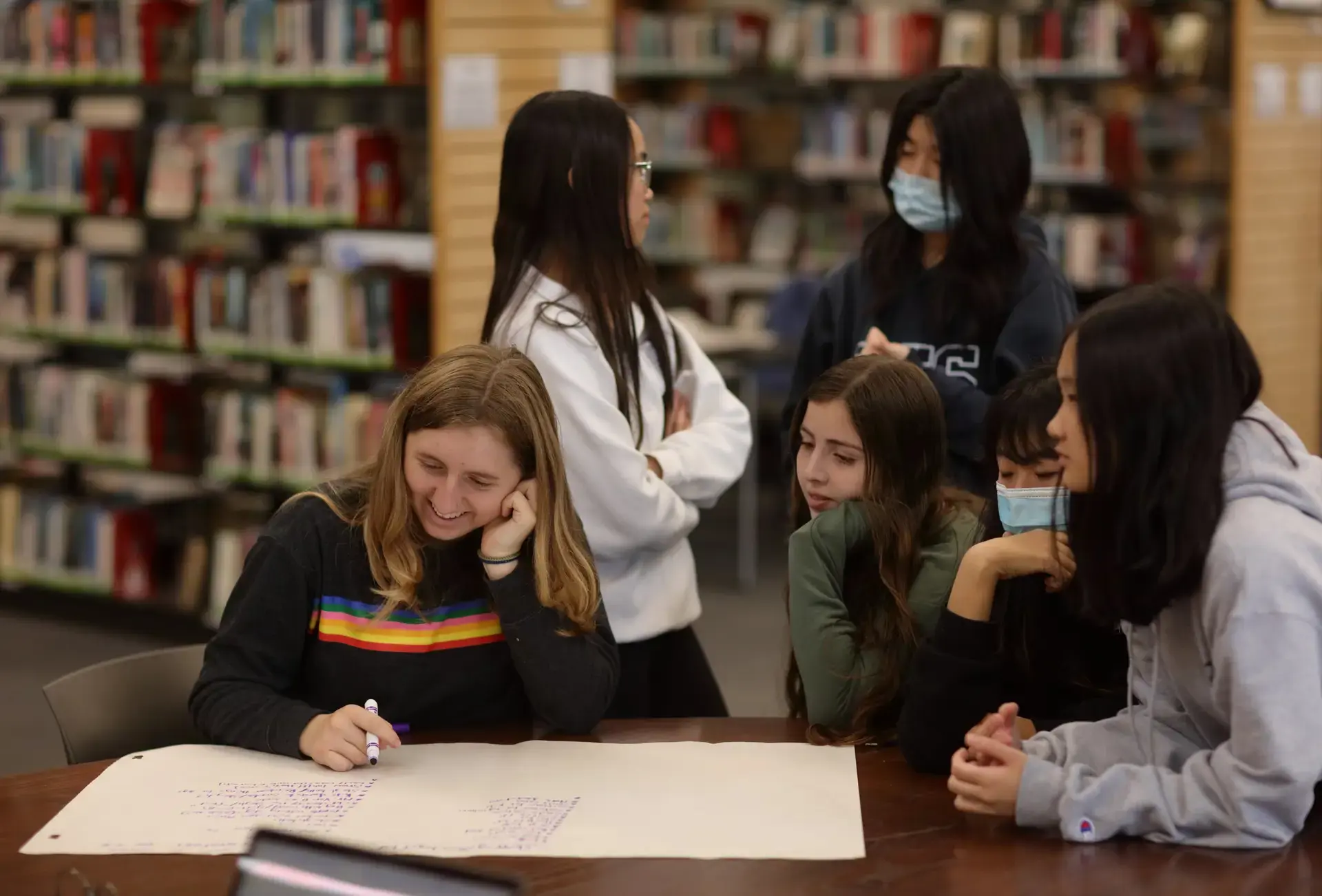 Group of students in library