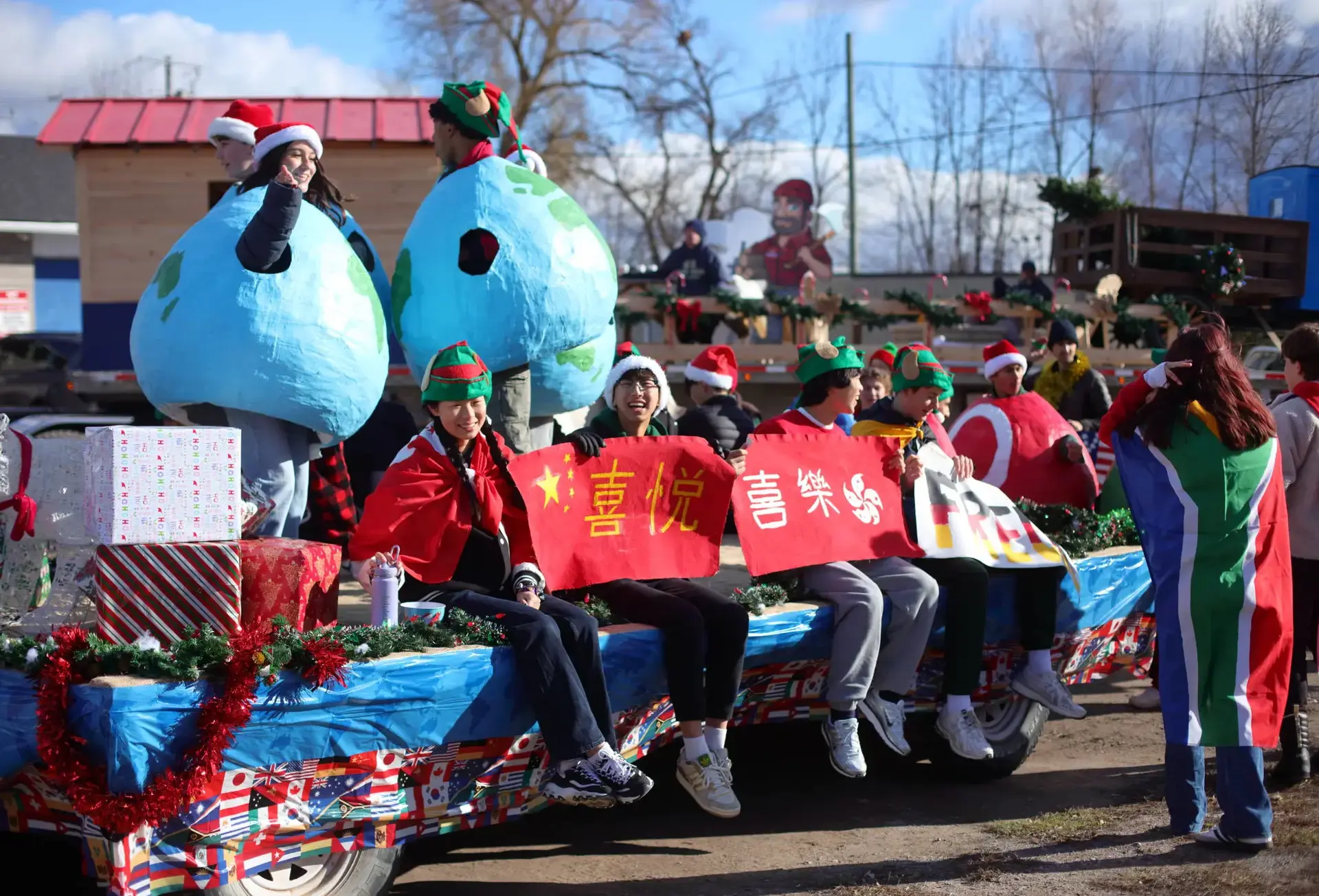 Students at Christmas parade