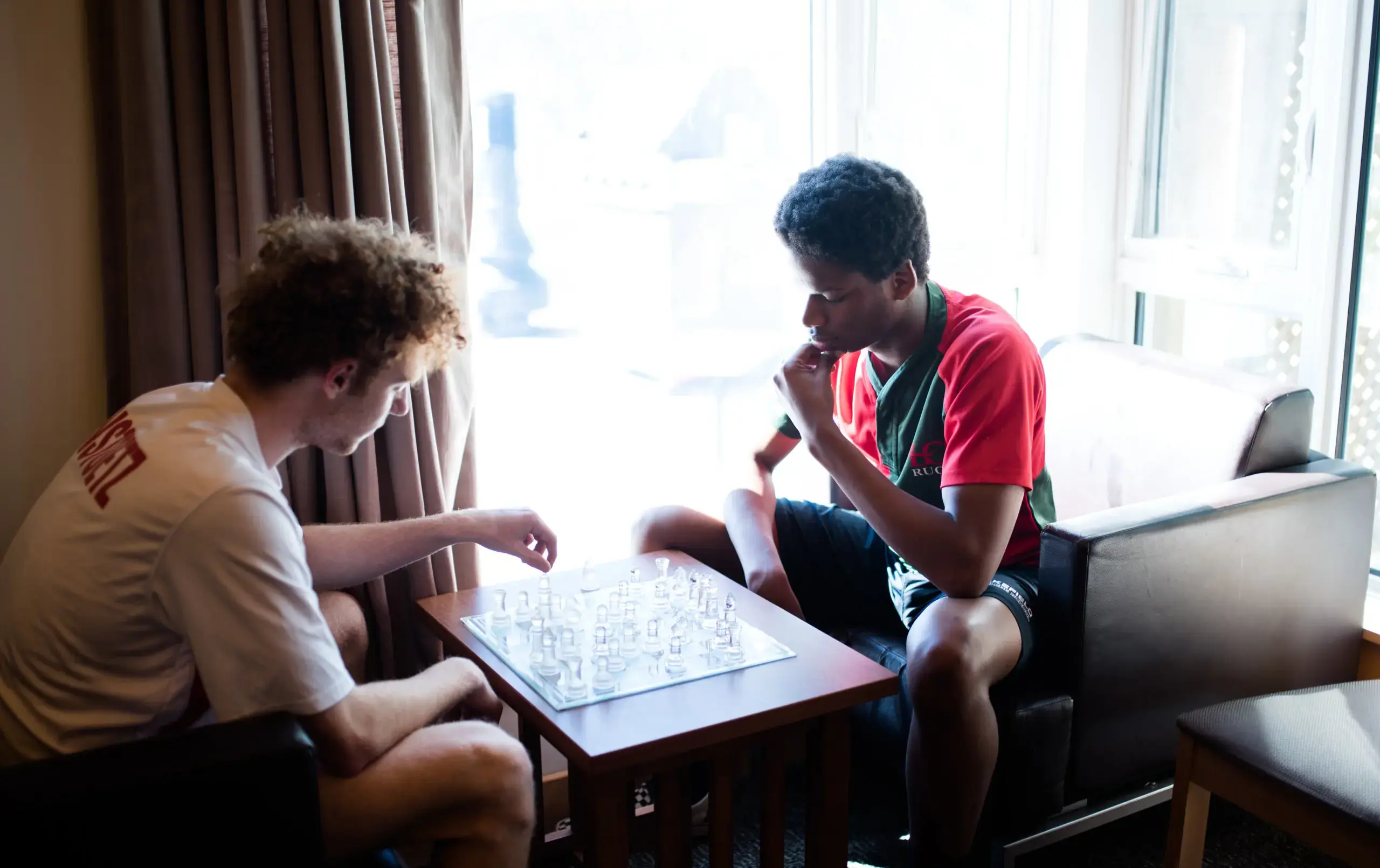 Two students playing chess