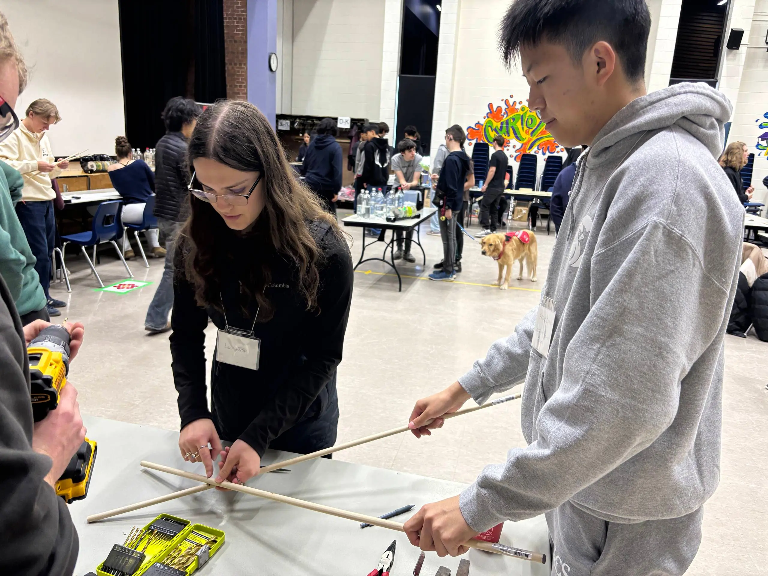 Students working on engineering challenge
