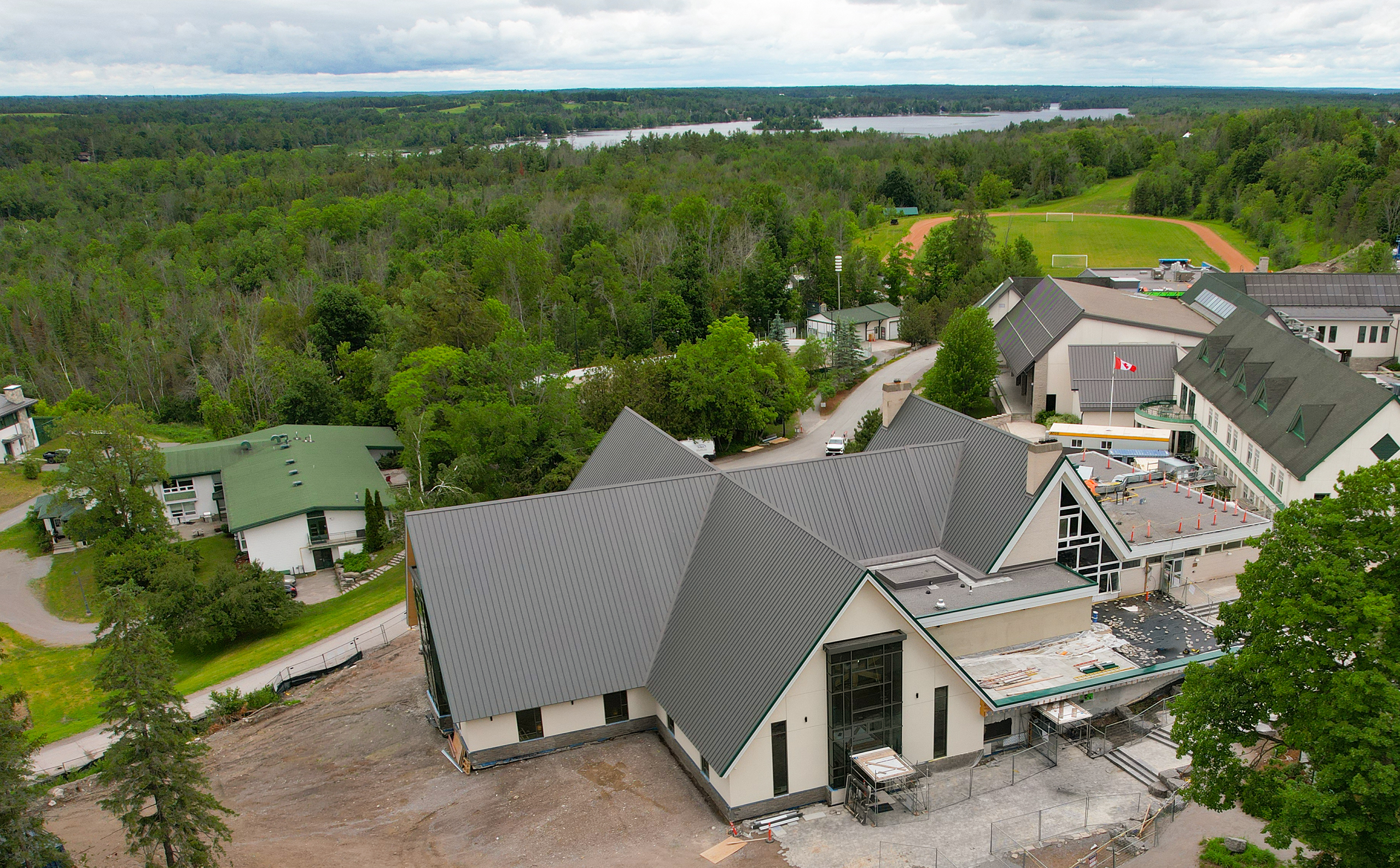Aerial shot of Hepburn Hall under construction