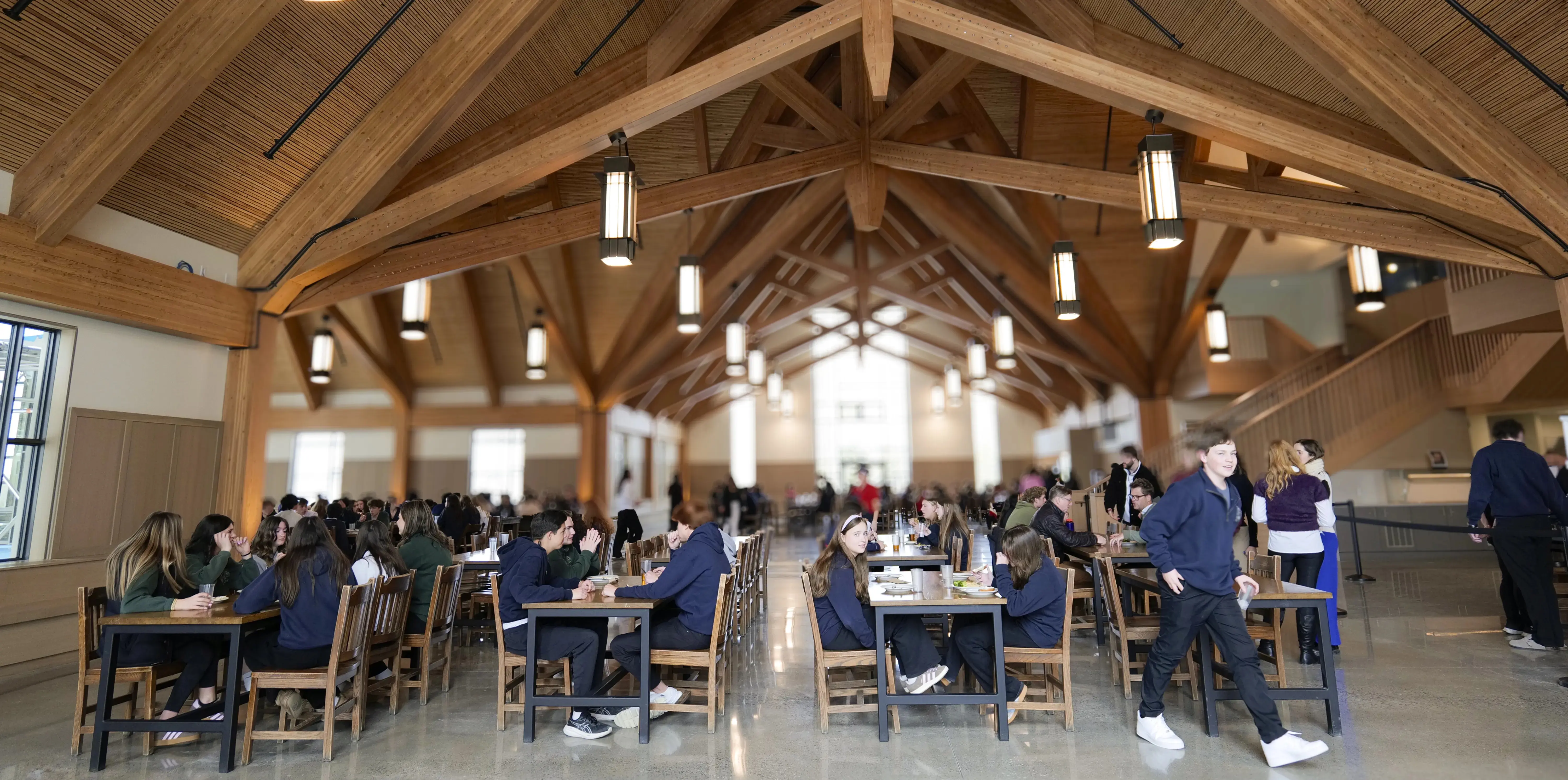 Students in the new Hepburn Dining Hall