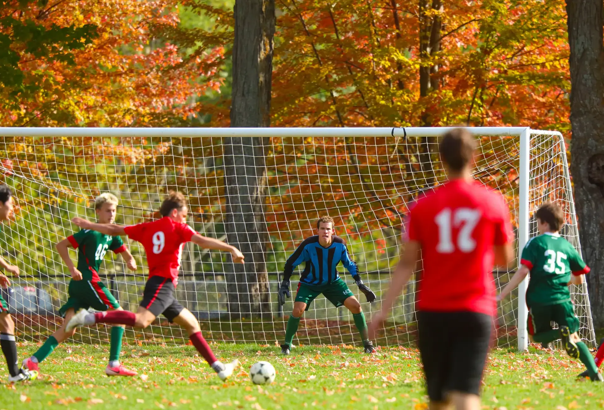 Joshua controlling the net during a soccer game