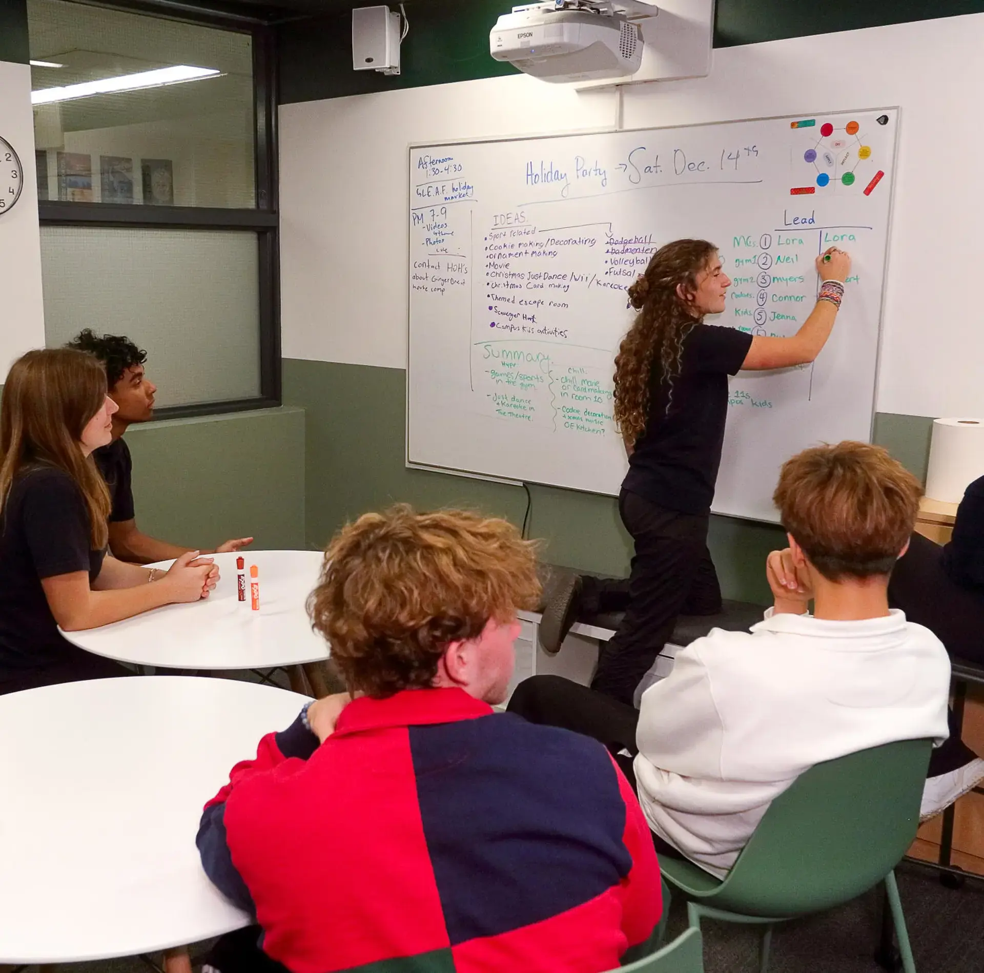 Students planning holiday party