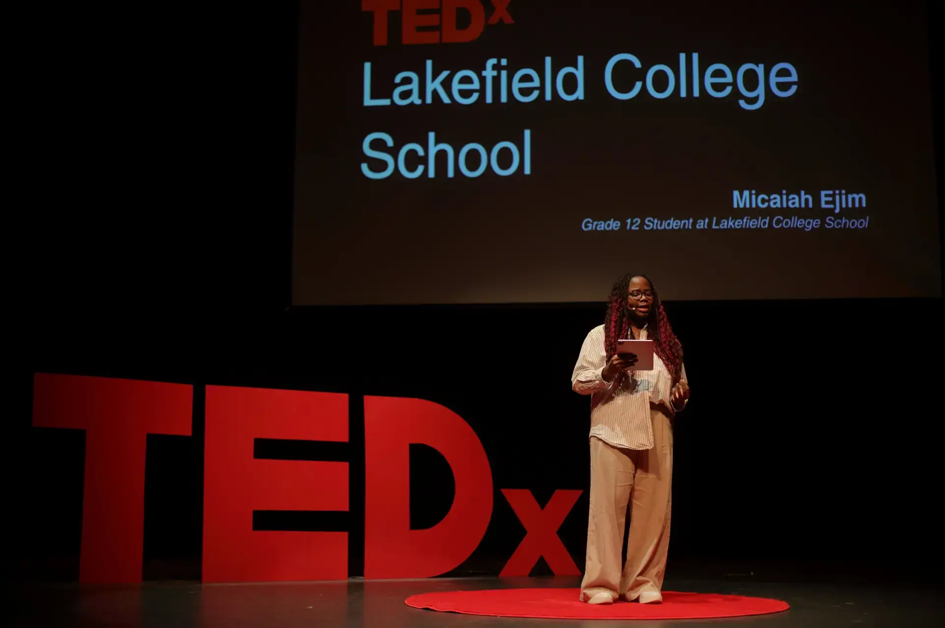Micaiah Ejim ’25 presenting at a Lakefield College School Tedx Event