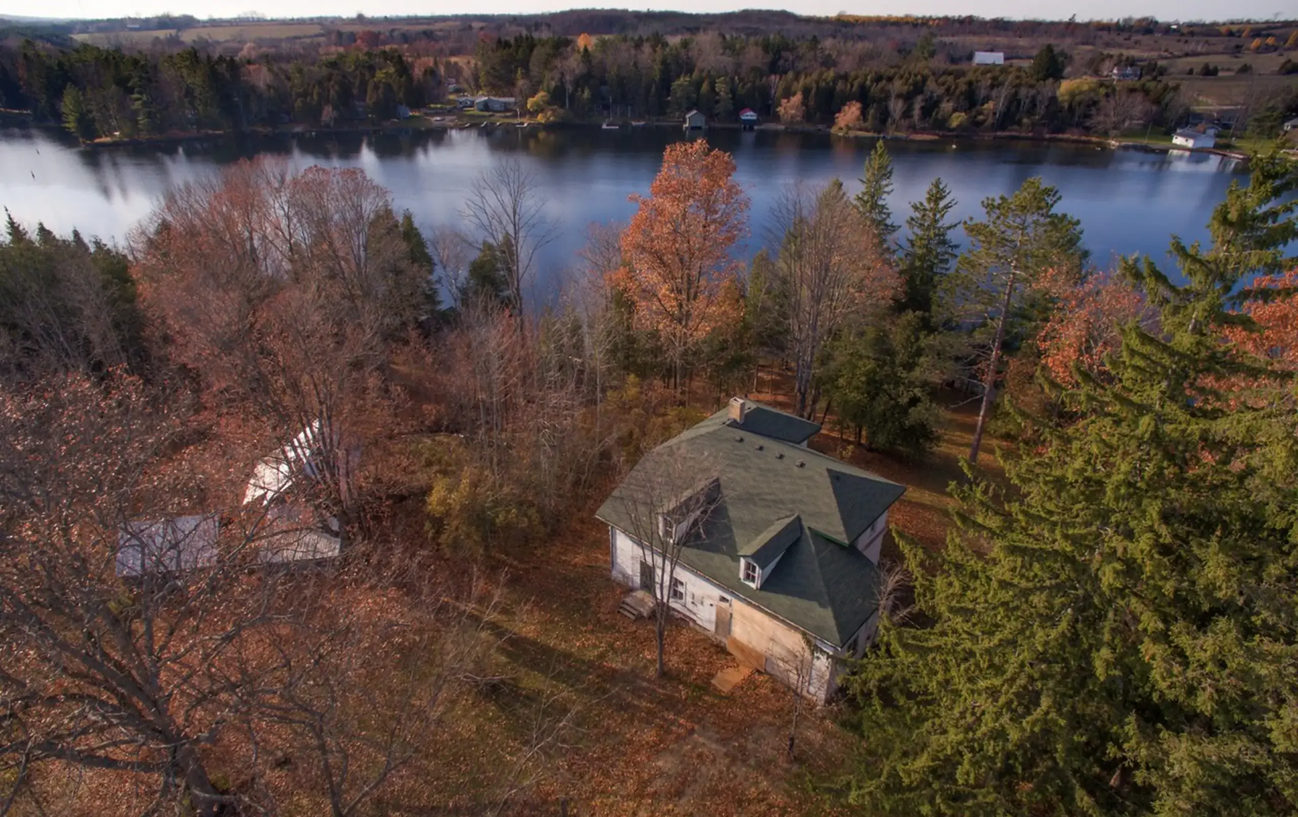 Aerial view of old Northcote farmhouse