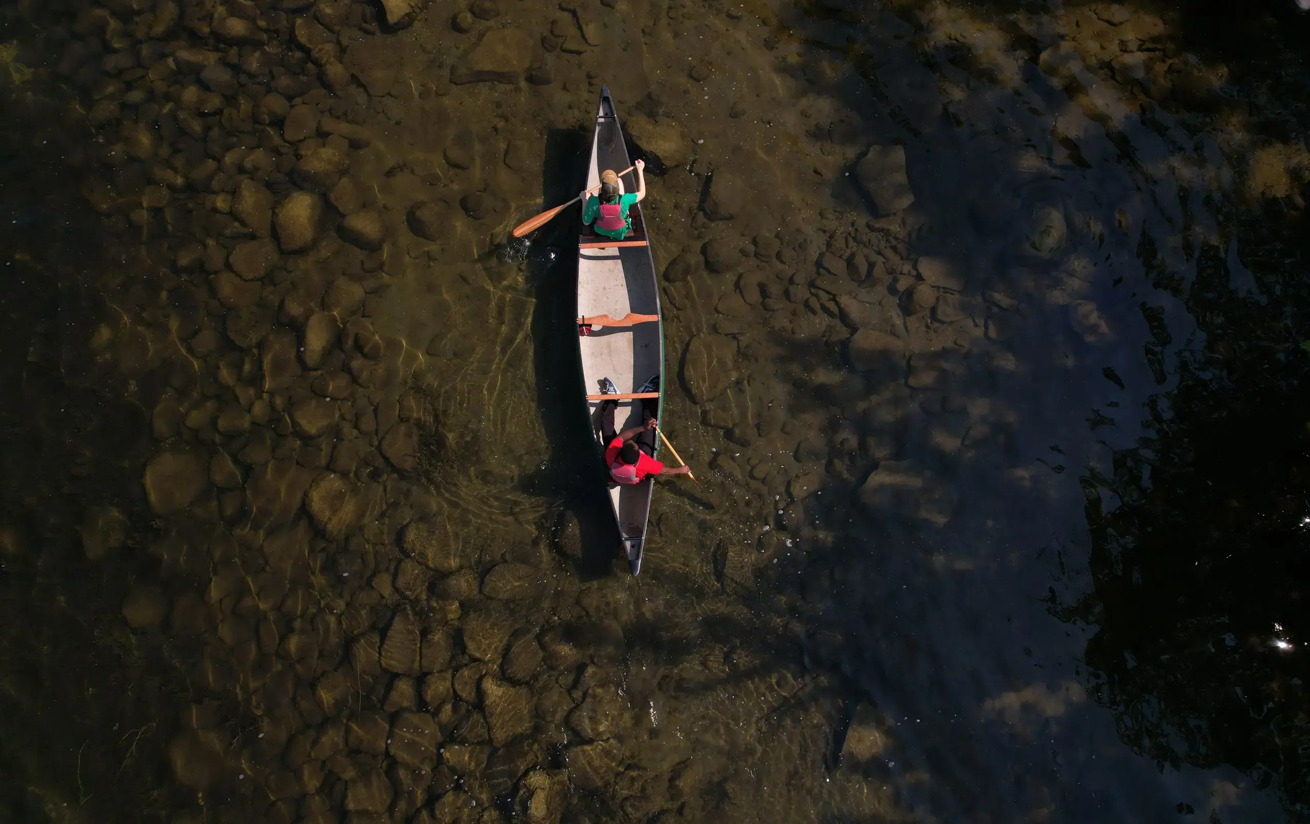 Overhead shot of canoe