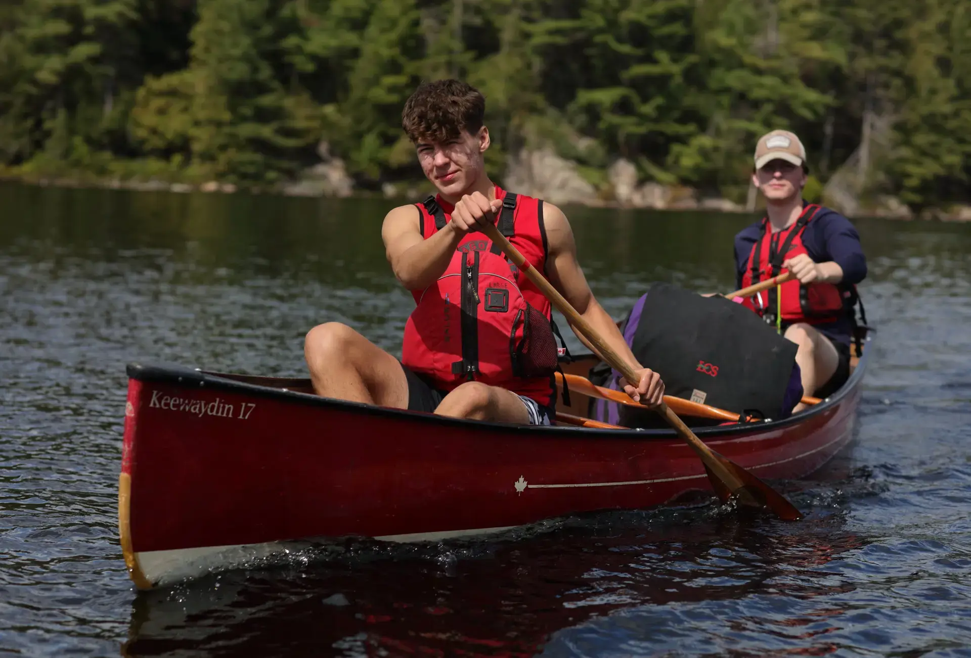 Students in canoe