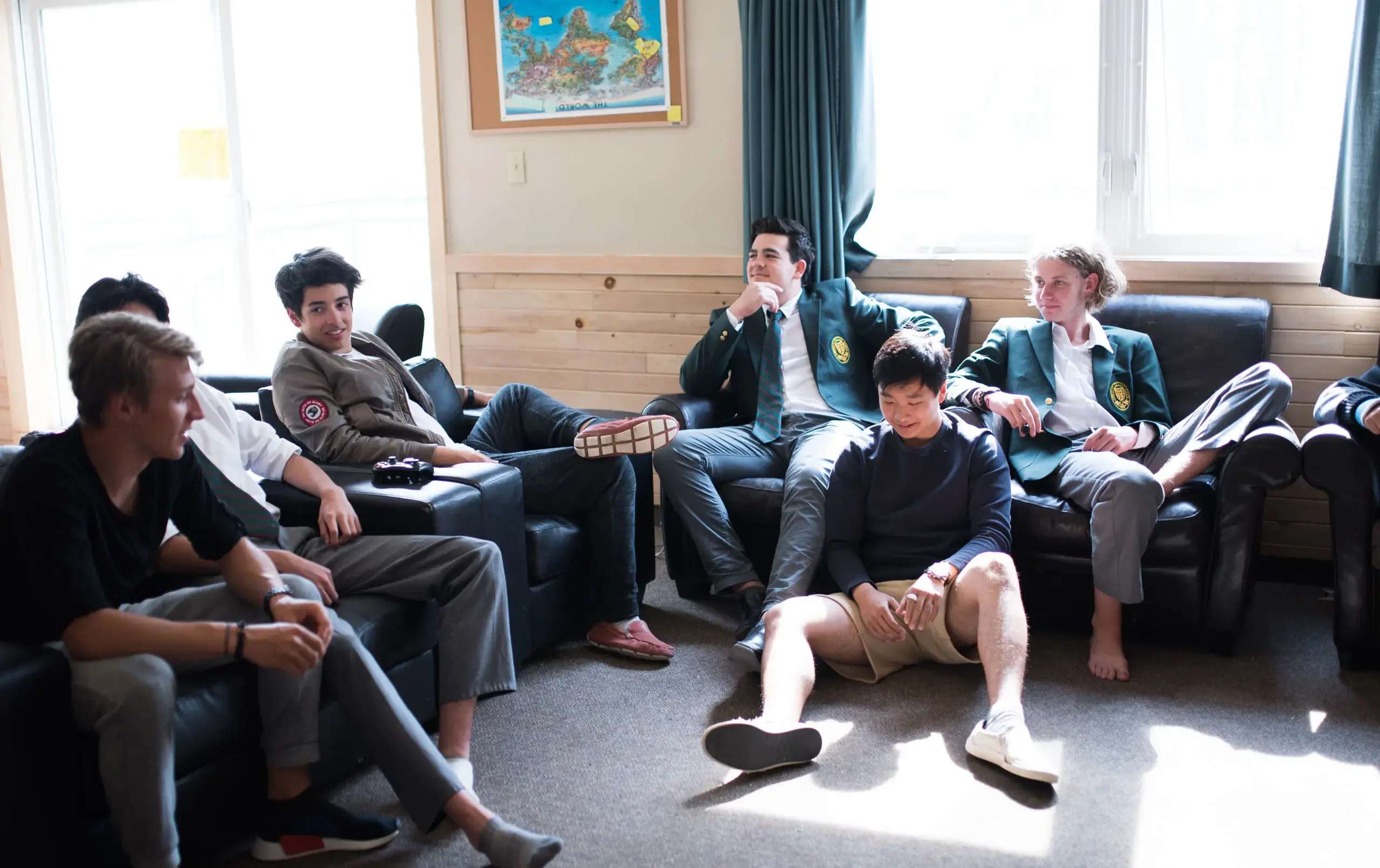 Students relaxing in common area