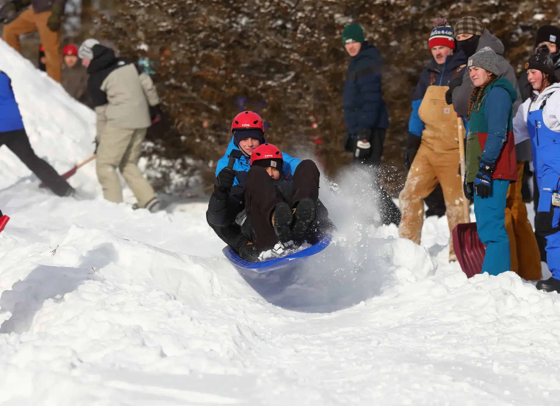 Students sledding