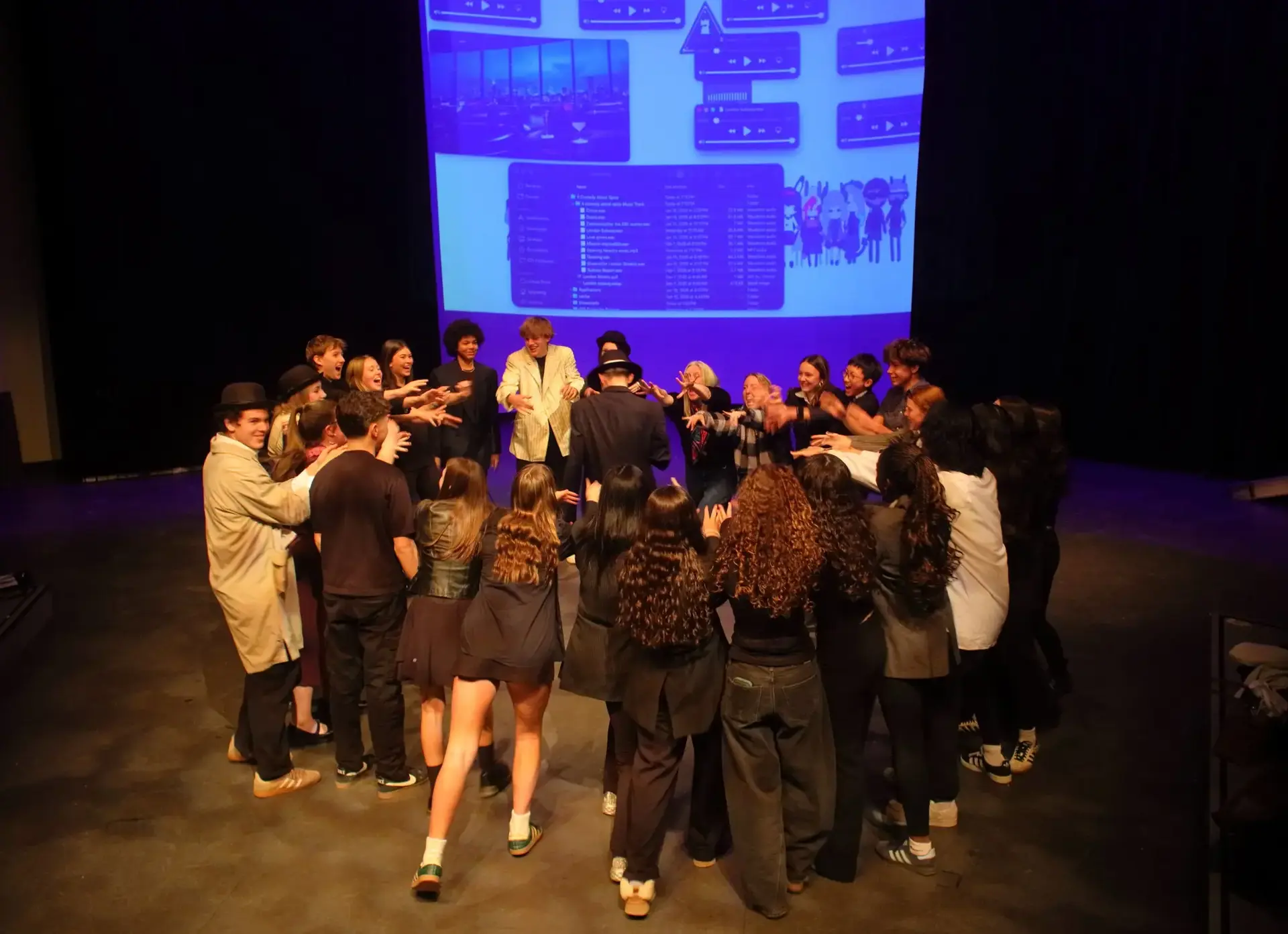 Students performing on stage