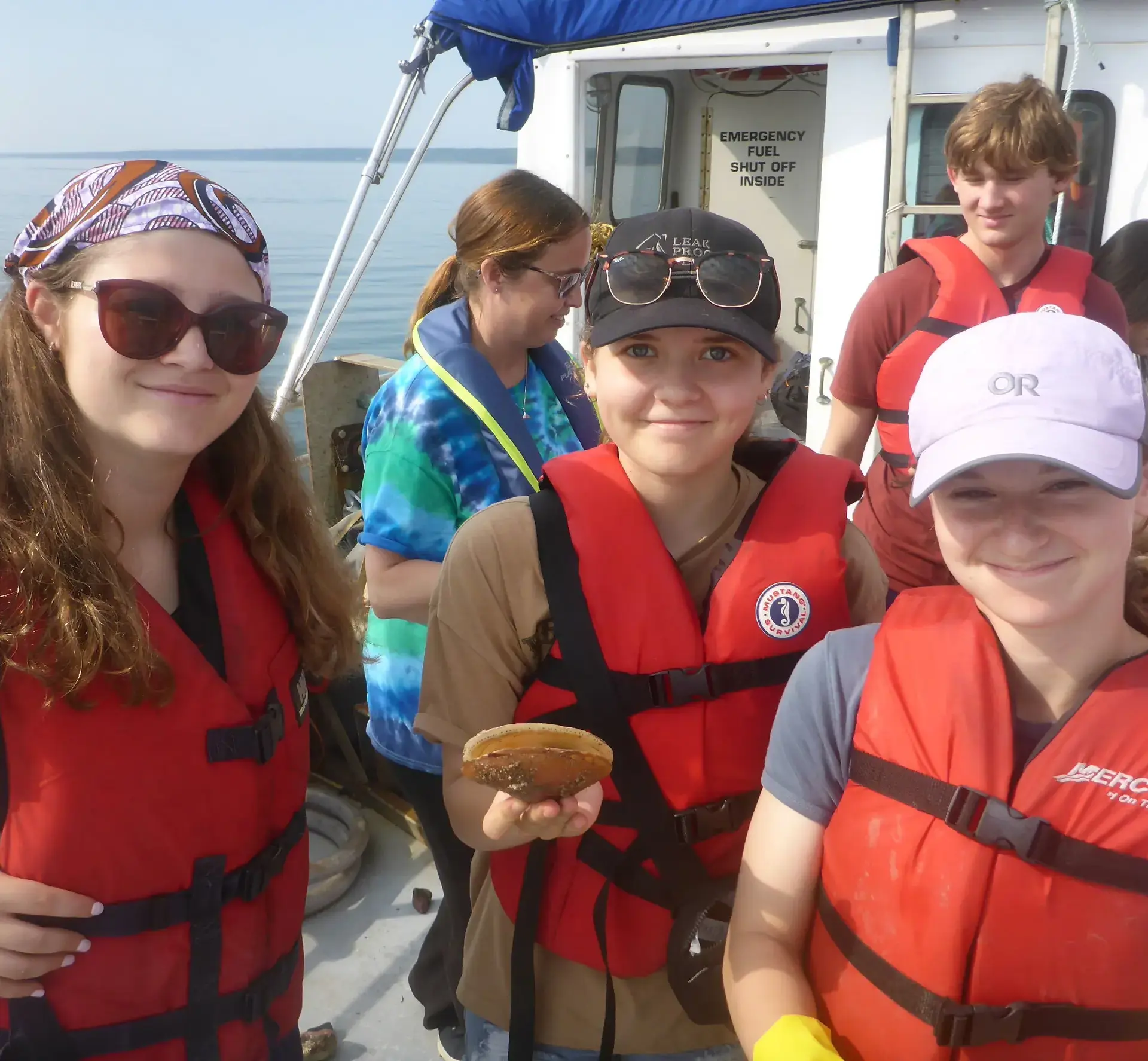Marine Biology students on boat