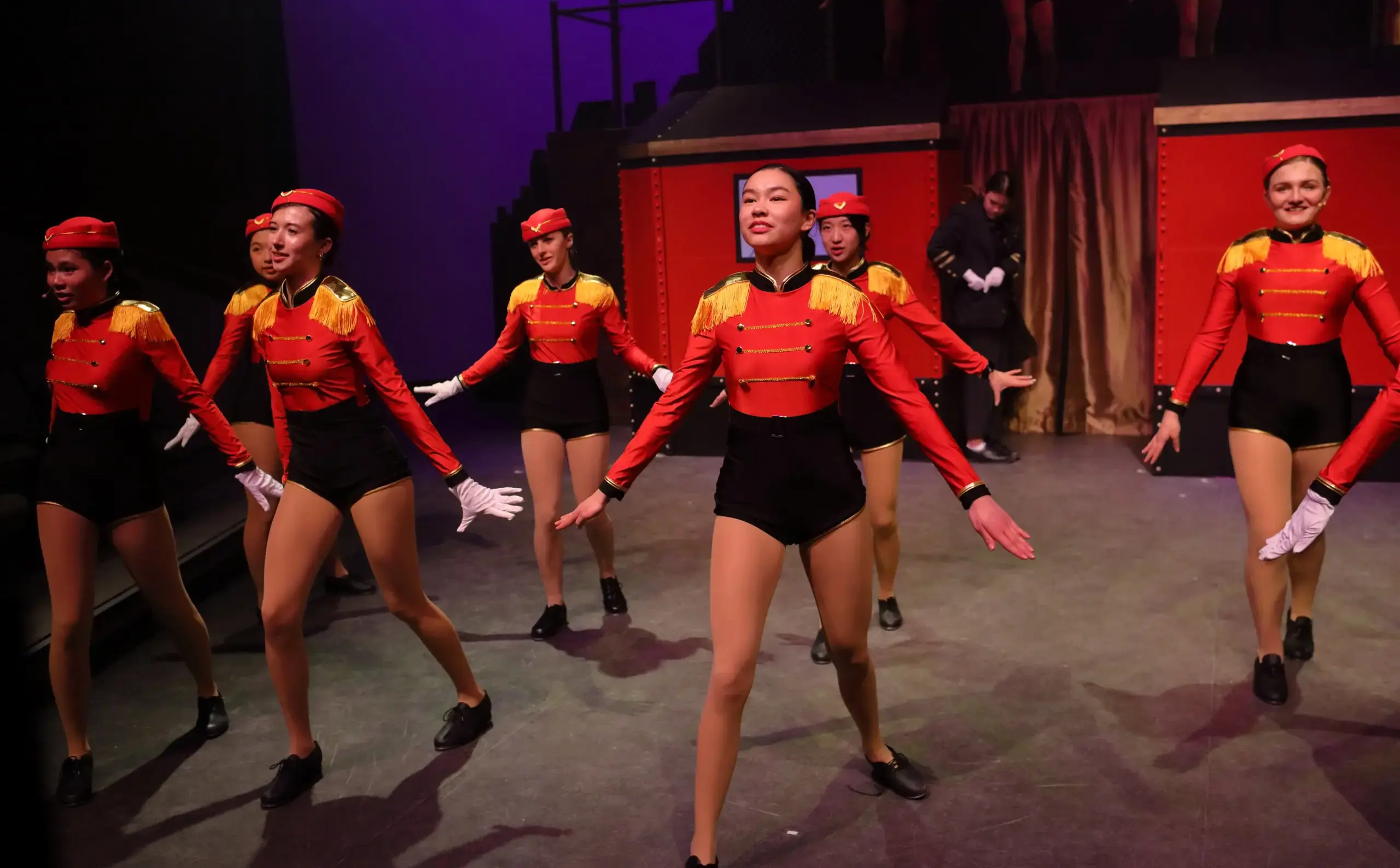 Students dancing onstage