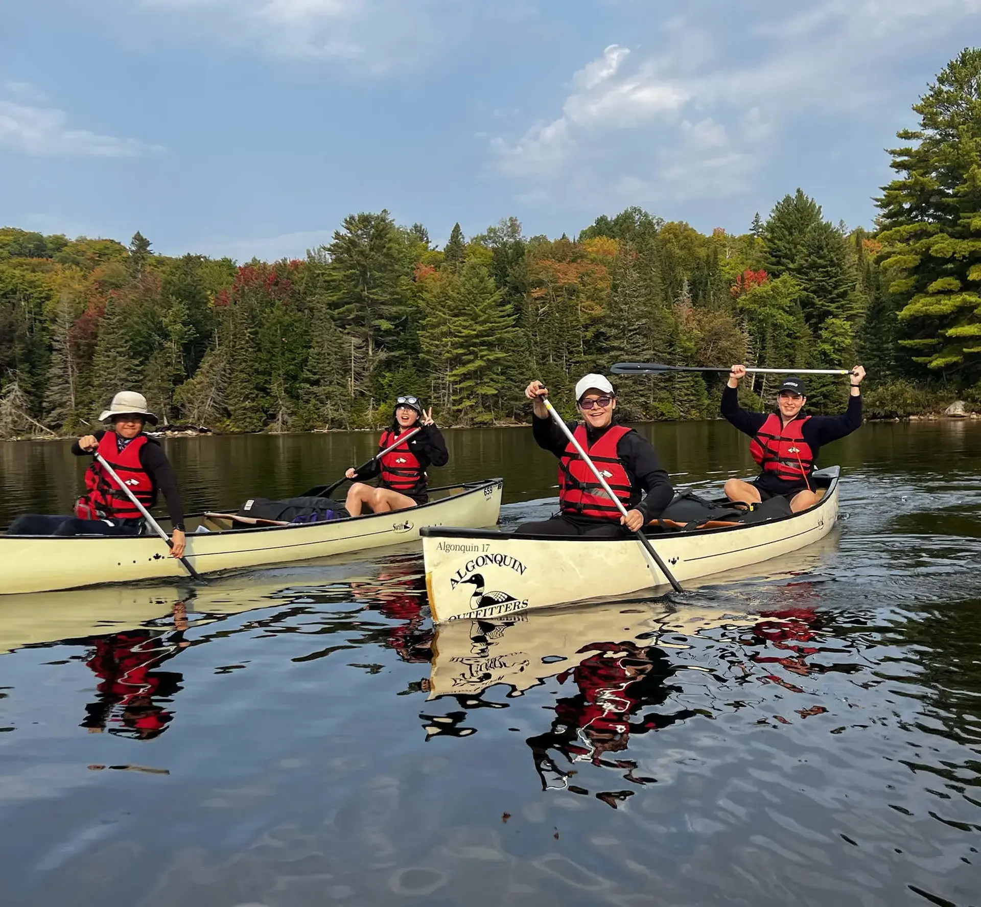 Students in canoes